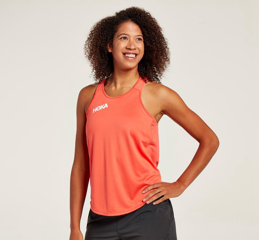 Hoka Womens Tops NZ - Hoka Performance Orange (MGV865391)